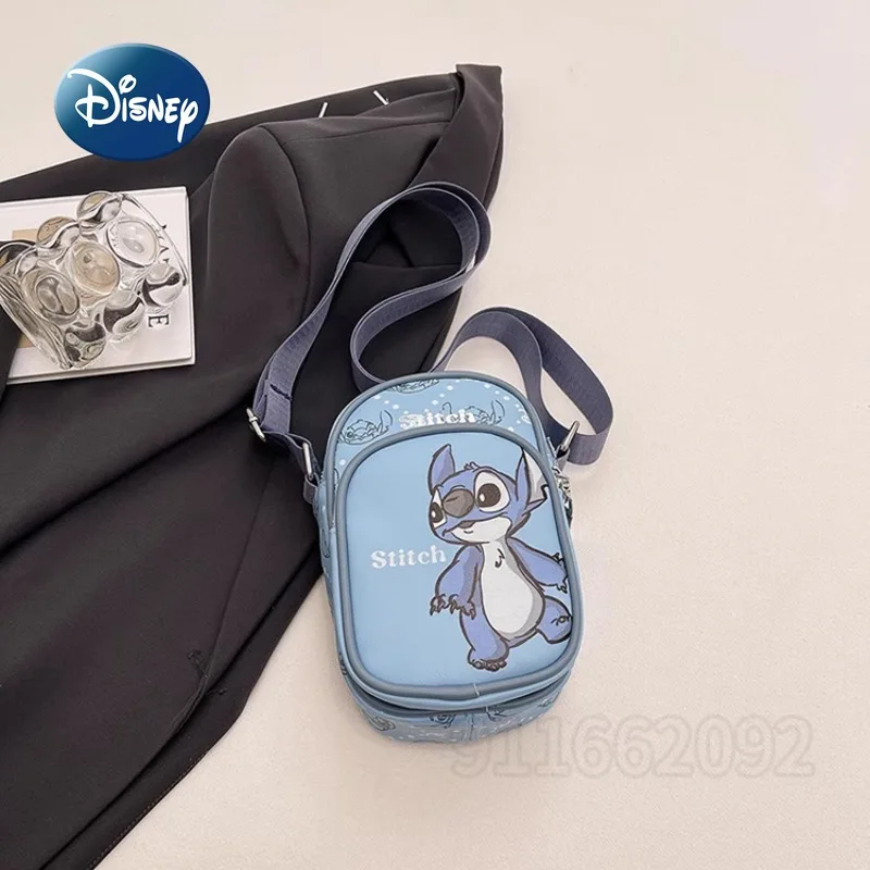 Disney Stitch New Mini Women's Shoulder Bag Cartoon Cute Print Women's Bag High Quality Casual Lightweight Mobile Phone Bag