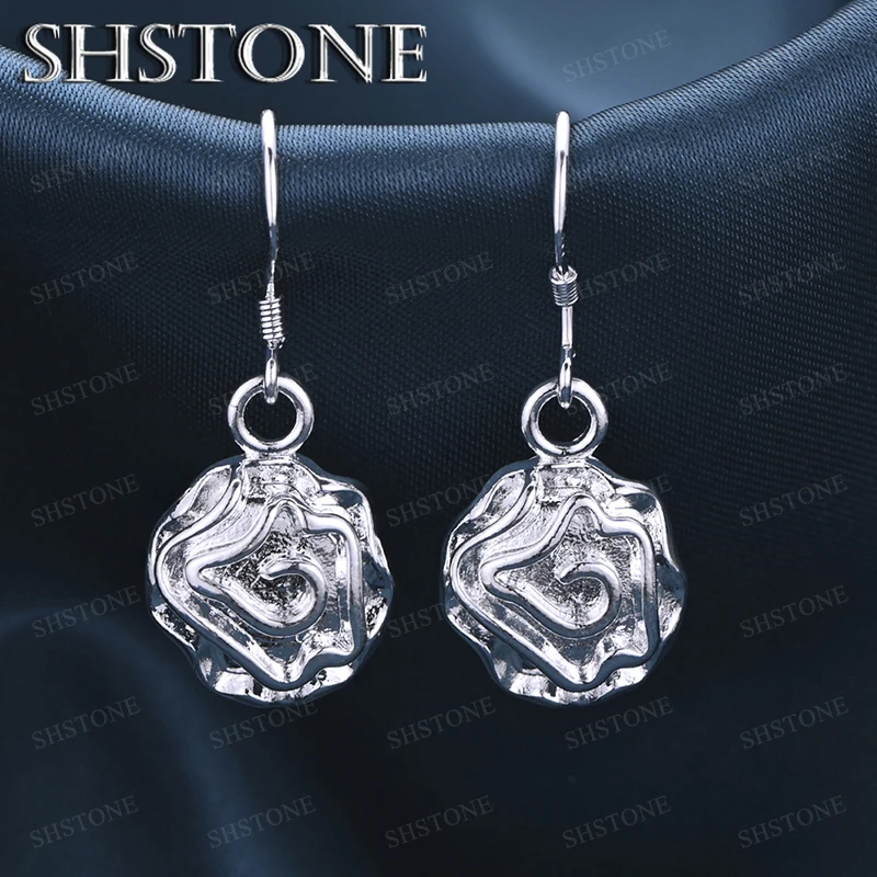 

Beautiful Elegant Flower Earrings 925 Sterling Silver Drop Earrings For Ladies' Birthday Anniversary Party Gift Cute Jewelry