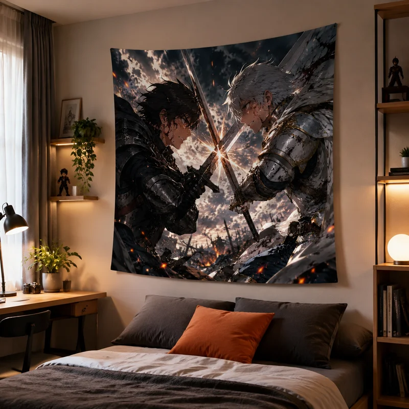 VIKAMA Dark Demon Wings Tapestry, Gothic Fantasy Demon Backdrop, Esports Bedroom Home Decor Hanging Tapestry