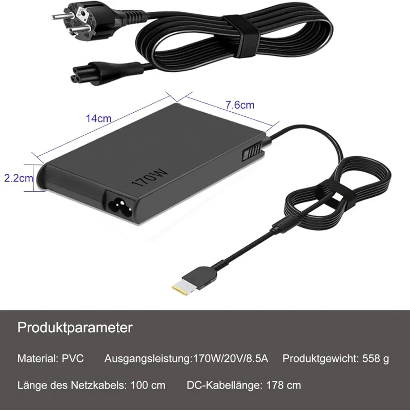 Imagem -04 - Cabo de Alimentação Adaptador para Laptop 170w 20v 8.5a Apto para Lenovo Thinkpad Y7000 P50 P51 P52 P71 P73 W540 W541 T540p P15 P17 P1potência