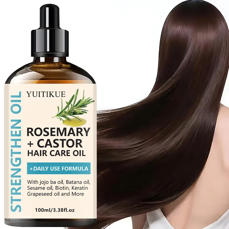 YUITIKUE Strengthening Hair Oil - Rosemary + Castor Blend | Refreshing, Non-Greasy Care for All Hair Textures