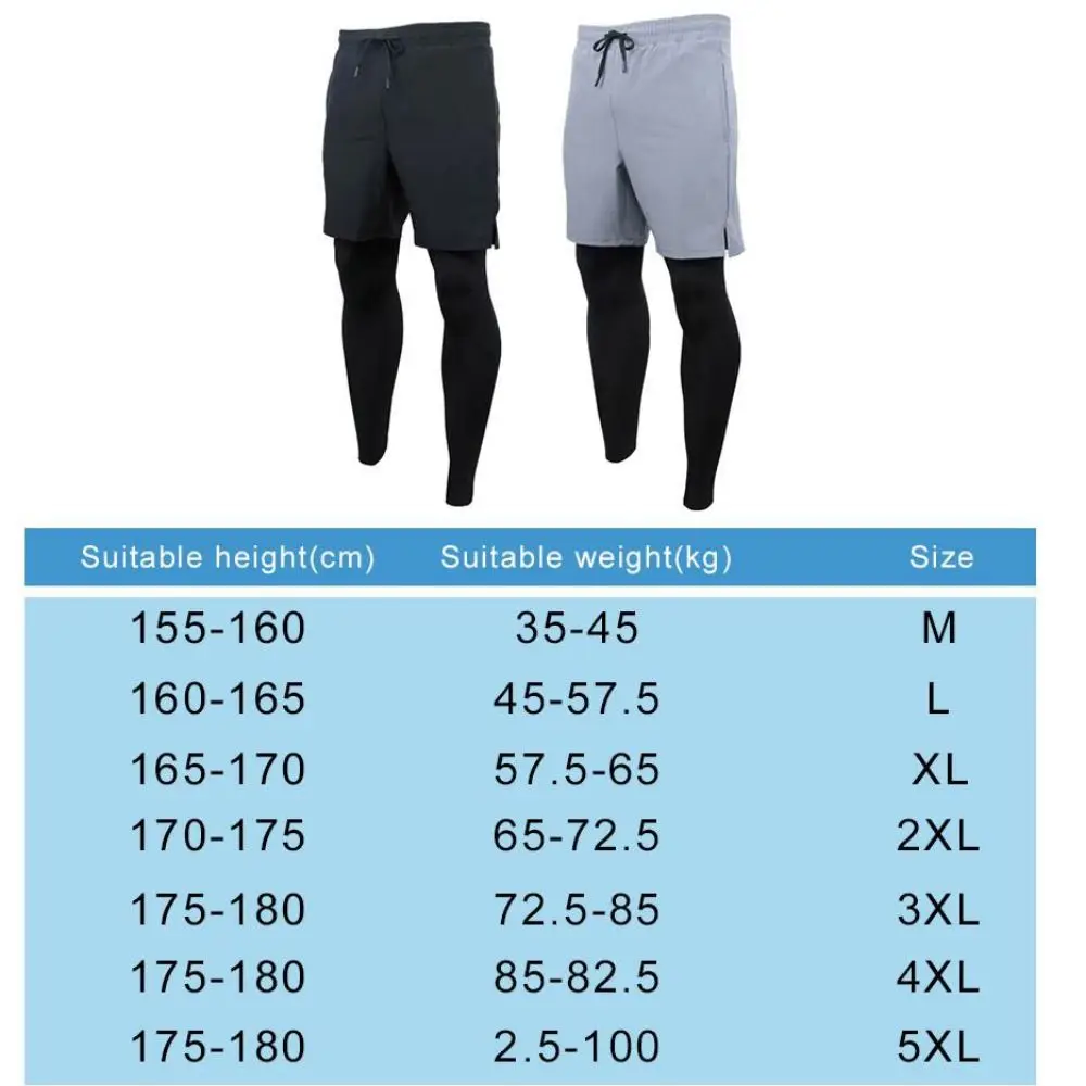 2 in 1 Basketball Tights Jogging Tights Sweat Wicking Sport Running Shorts Breathable Quick Dry Men Compression Sports Tights