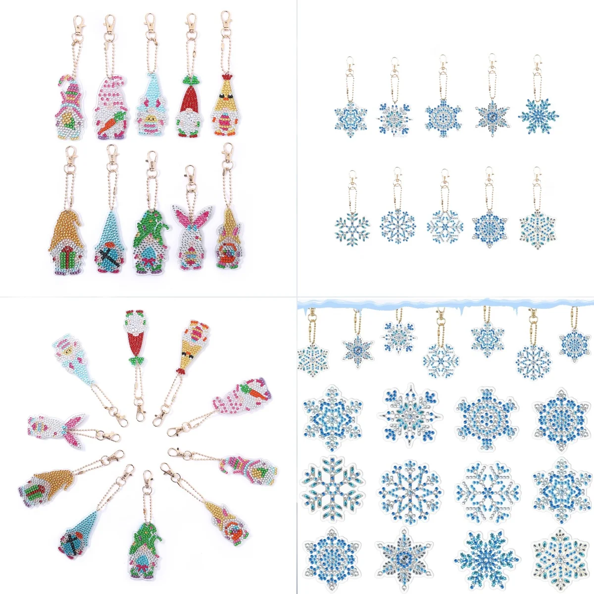 

10 шт./компл. набор алмазной живописи «сделай сам», акриловый материал, двусторонний набор ключей с рисунком Санта-Клауса