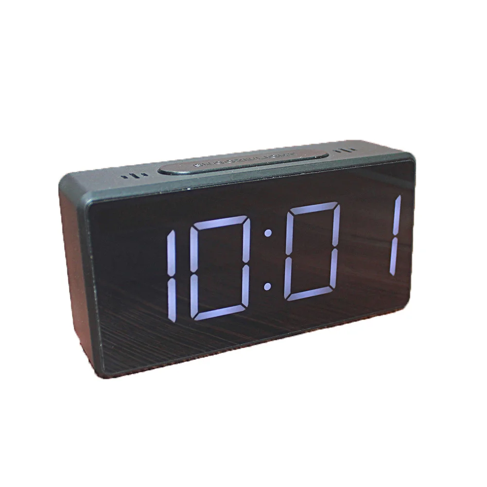 

Mirror Surface Led Digital Alarm Temperature Display Bedside Clock For Home Office Clock With Temperature Black