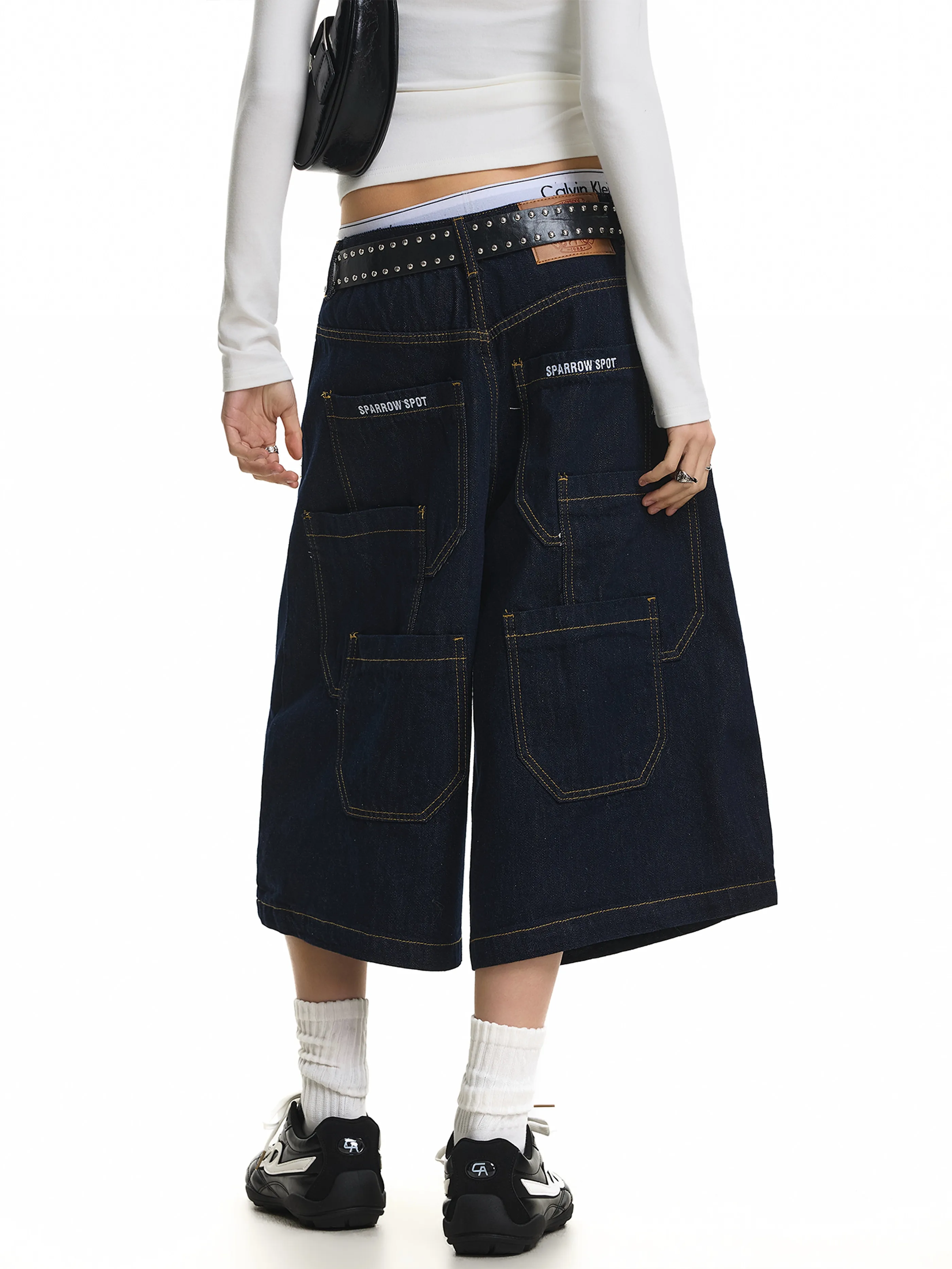 

American Street Style Loose Fit Seven Pocket Denim Shorts Vintage Casual mid Waist Zipper Spring Men's Jeans
