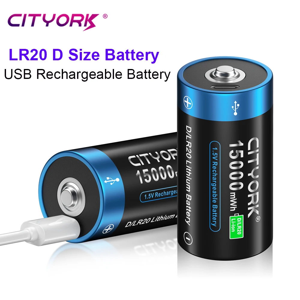 

1.5V D size Rechargeable Li-Ion Battery LR20 R20 D Cell battery Type D USB Rechargeable Batteries for Gas Stove Water Heater