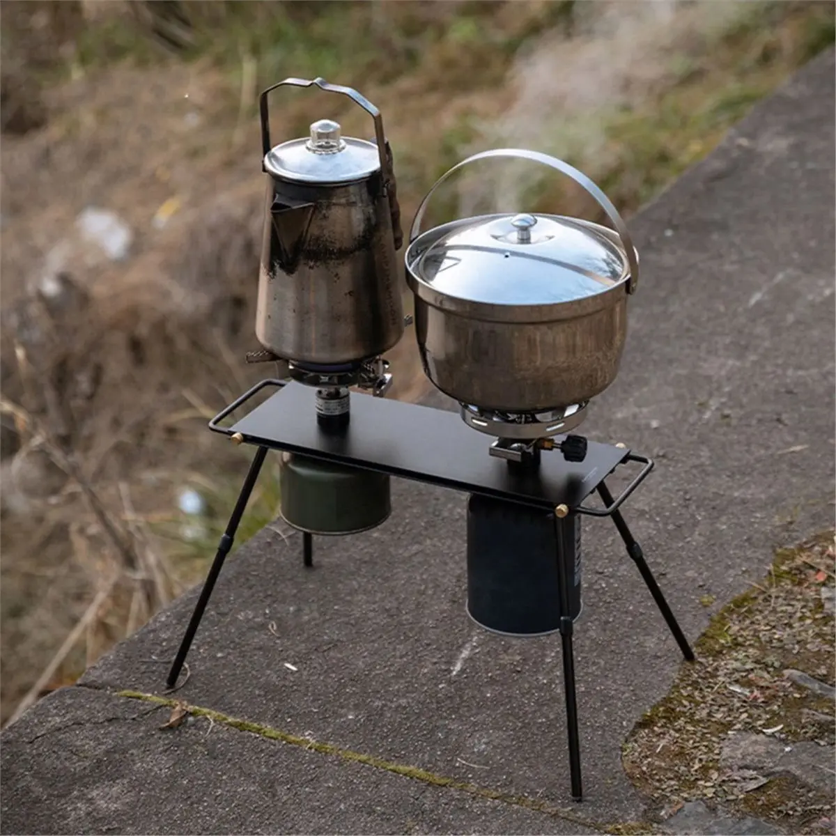 BKZ06-L Half Unit Furnace Rack Table Portable Camping Stove Stand Table Dual Furnace Interface Outdoor Cooking Support