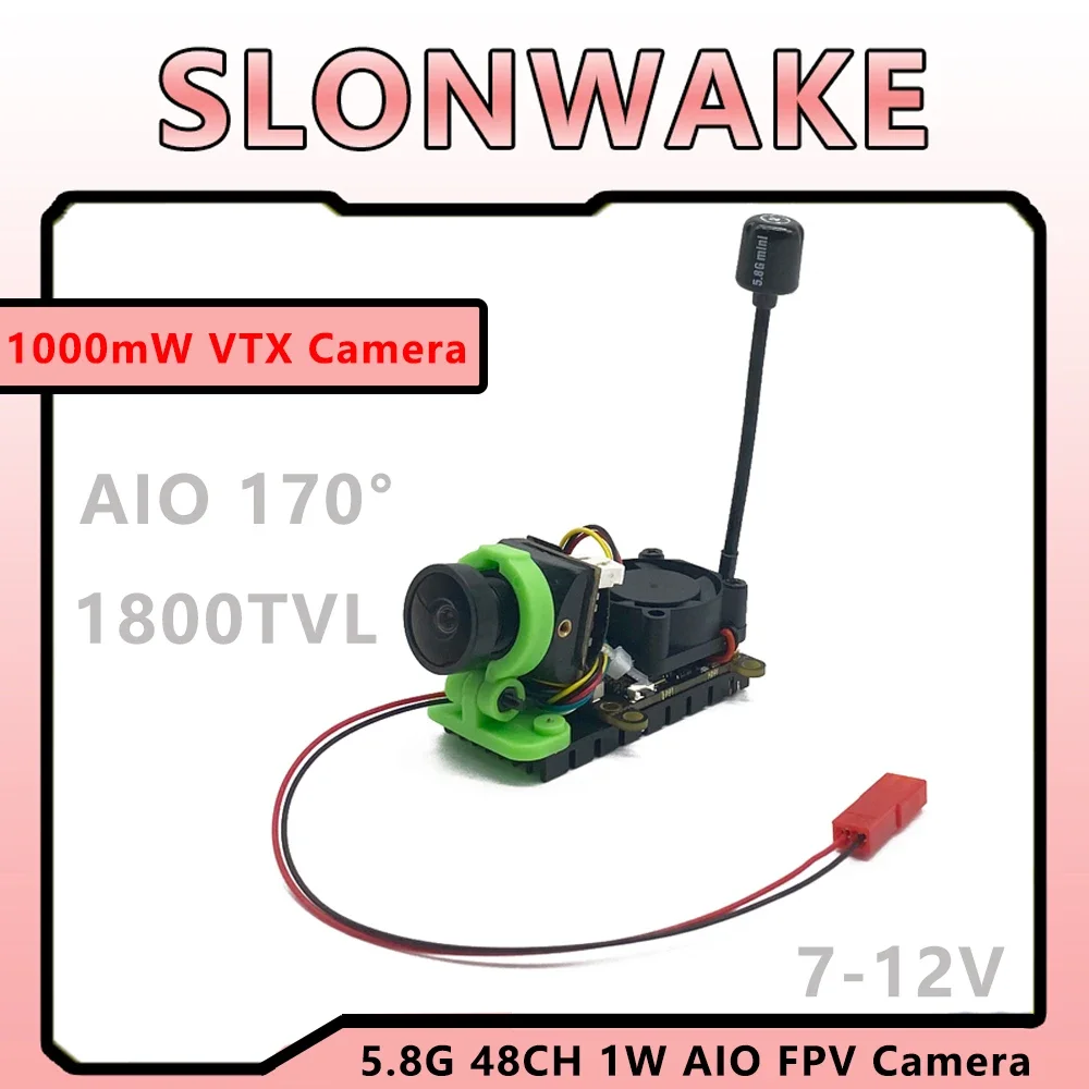 كاميرا SLONWAKE 5.8G 48CH 1000mW VTX 1800TVL Starlight HDR AIO للطقس الكامل ليلا ونهارا FPV لطائرة FPV كوادكوبتر بدون طيار