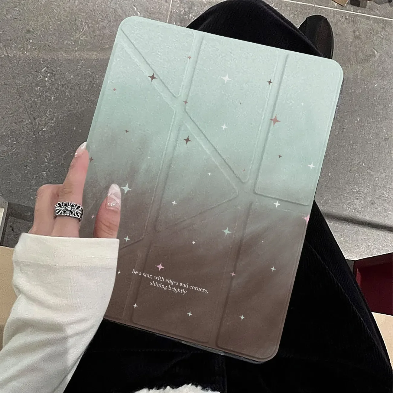 Ins Gradient Colorful Star Tablet Case For iPad Pro 11 12.9 13 M2 M4 M3 M5 Shell 8.3 9.7 10.2 5/6/7/8/9/10/11th Air 4 5 6 Cover