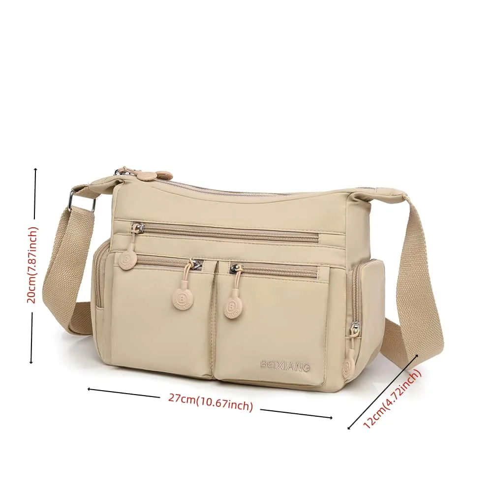 Leichte Damen-Umhängetasche aus Nylon mit mehreren Taschen, lässiger Oxford-Stoff-Reiserucksack, großer Tagesrucksack, Schultertasche B – Detail 1