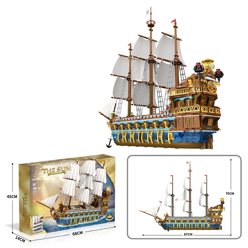 3162PCS Royal Sunshine Segeln Schiff Bausteine Sonne Piraten Boot Montage Modell Bricks Bildung Spielzeug Für Kinder Urlaub Geschenke