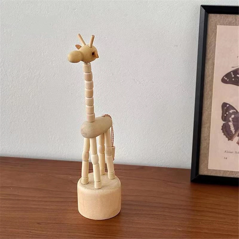 Mini Figurines Wooden Robot Articulated Animals Home Creative Crafts Dummy Decoration Dog Giraffe Snail Elephant Small Ornaments