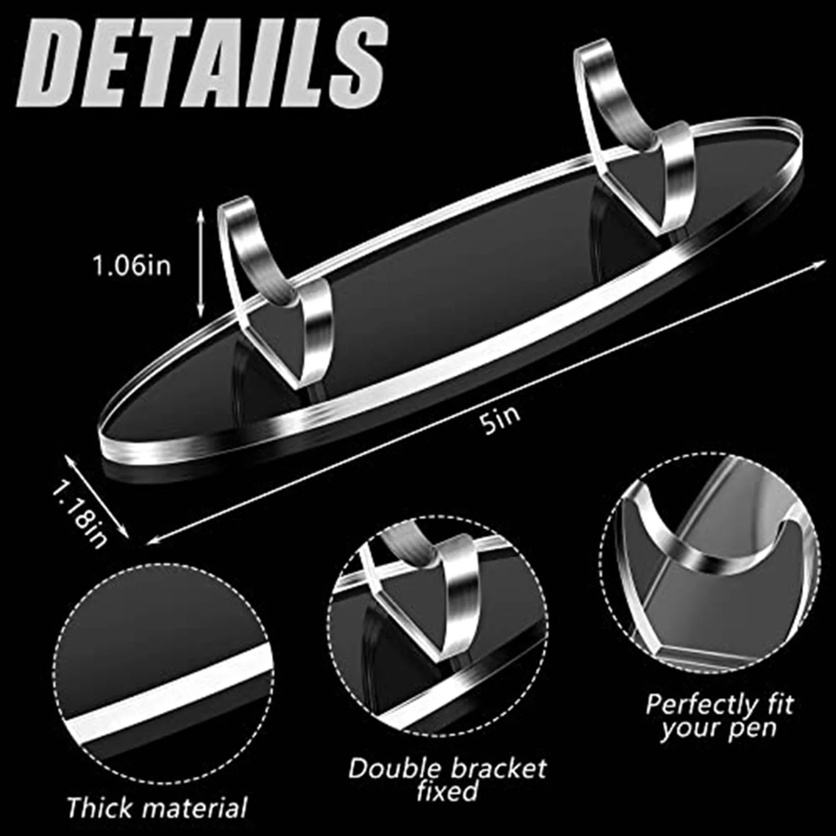 Superior-4 Pieces Acrylic Pen Holder Display Stand Pencil Display Holder Fountain Pen Ballpoint Pen Display Rack (Black)