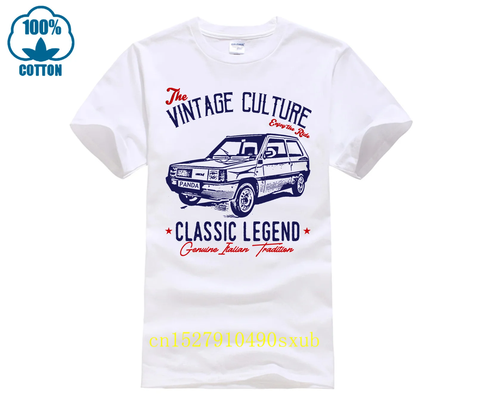 VINTAGE ITALIAN CAR FIAT PANDA NEW COTTON T SHIRT