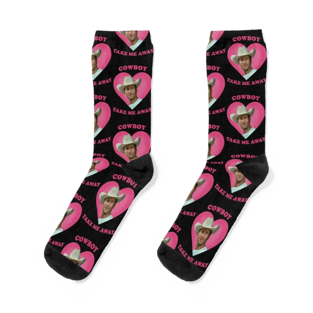

Glen Powell Cowboy Take Me Away Socks Antiskid soccer funny gift cute Socks Women Men's