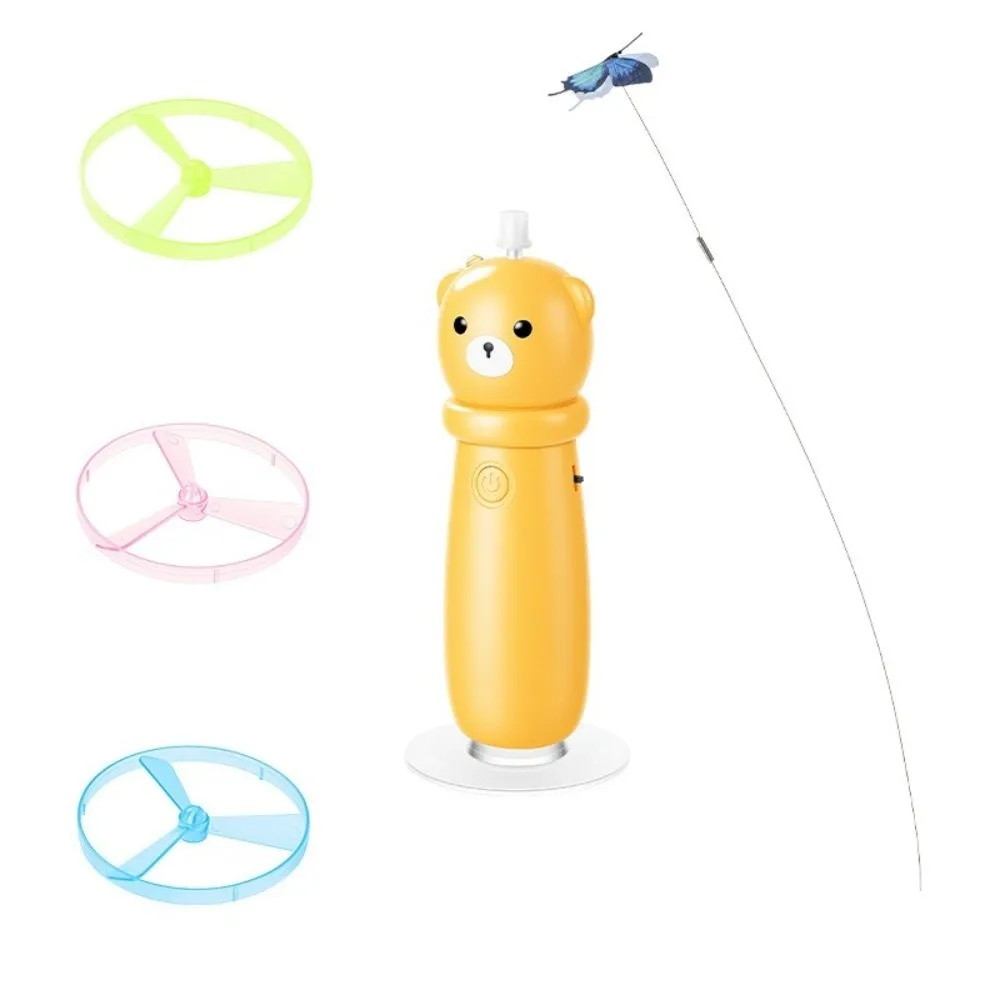 360° Rotation Butterfly Electric Cat Teaser Suction Cup Base Automatic Launching Stick USB Rechargeable Interactive Cat Wand