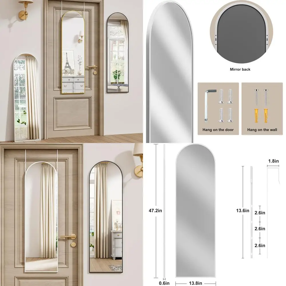 

Белое настенное зеркало 14 x 48 дюймов для подвешивания или размещения на стене, идеальное украшение для дома