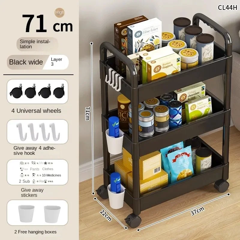 Rak penyimpanan keranjang kecil, rumah tangga multi-lapisan rak penyimpanan lantai ke lantai dapur kamar tidur kamar mandi dengan roda