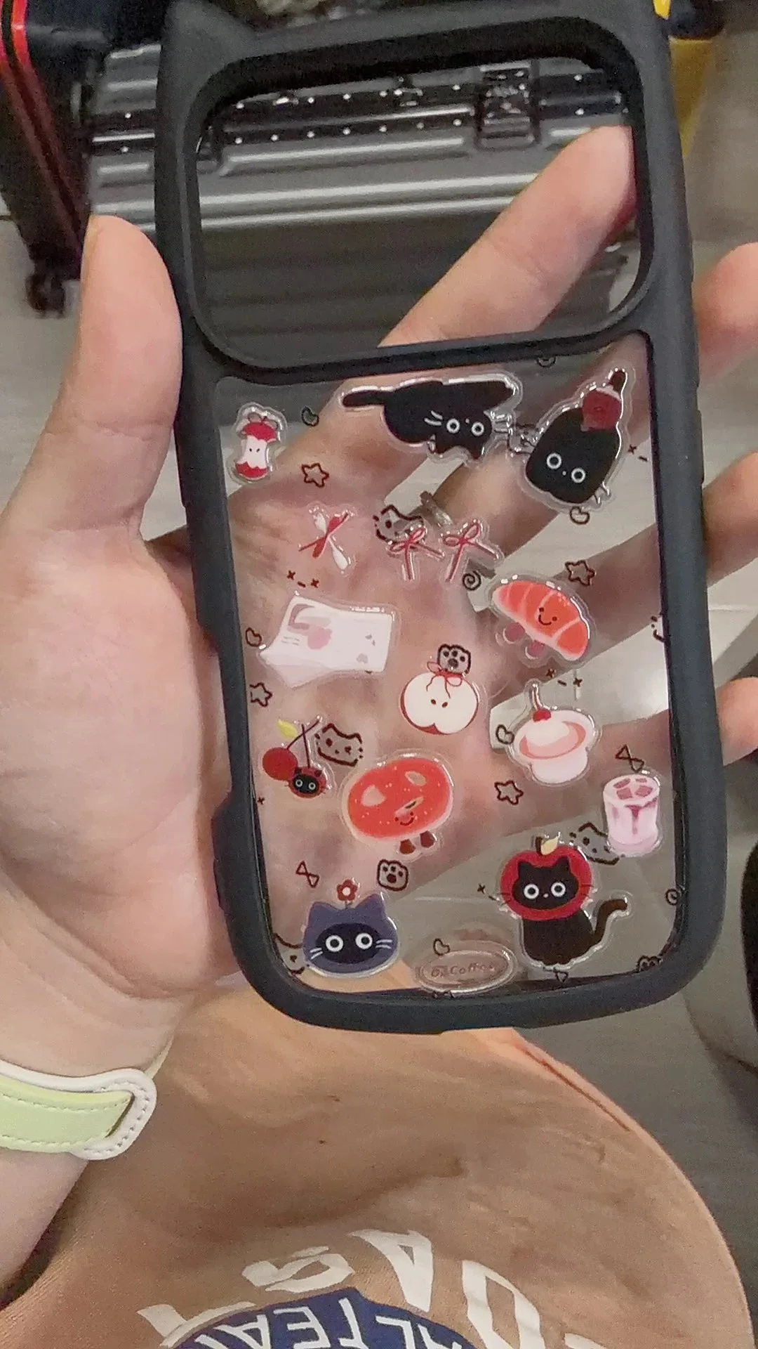 

5 шт. для iphone 17 Pro Max Jelly DIY наклейка, желейная наклейка с маленьким черным котом, камера, мобильный телефон, компьютерный желейный клей