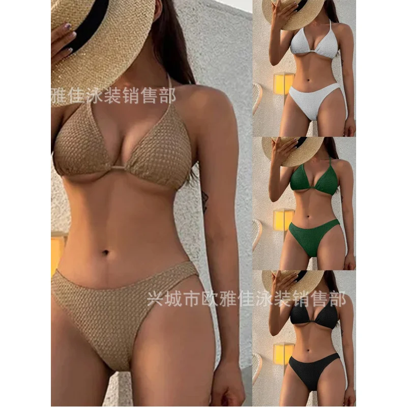 2025New Triangle Cup Bikini Sexy Backless Three-Piece Swimsuit for Women