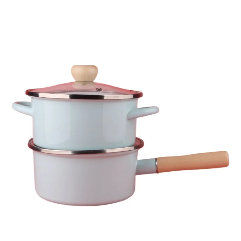 Japanese Enamel Soup and Stock Pot with Double Ears, Ideal for Slow Cooking and Braising, Perfect for Gas Stove, 16-24cm