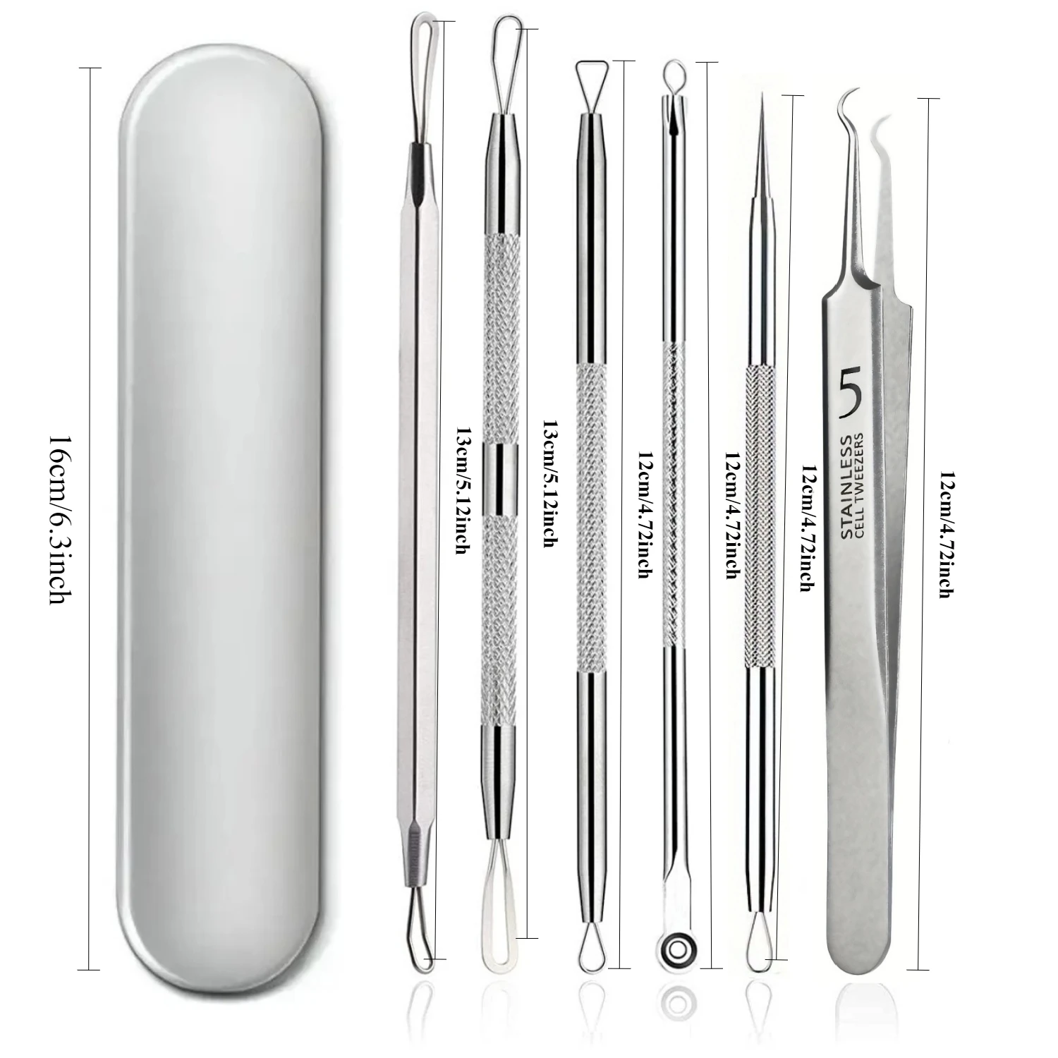 Ferramenta de remoção de cravo extrator de acne kit de limpeza de acne, adequado para manchas, bursts de buraco branco, ferramentas de nariz e rosto caixa de ferro