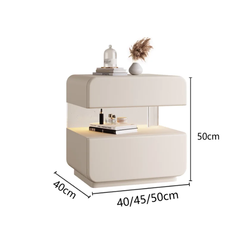 Glamour Modern Trendy Bedside Table Cream Style Light Luxury Bedside Tables Minimalist Luxury Mesitas De Noche Bedroom Furniture