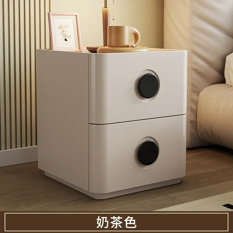 Modern Cream wind solid wood paint bedside table Bedroom home simple modern light luxury high-end floor bedside storage cabinet