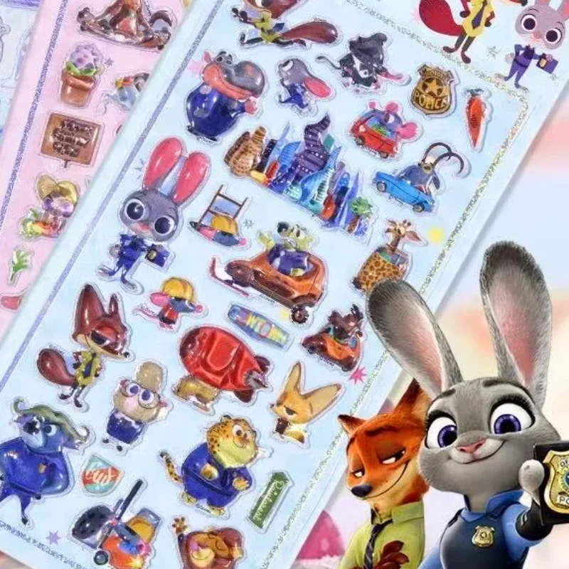 ملصقات الرسوم المتحركة Zootopia ملصقات كريستال ثلاثية الأبعاد جودي هوبس ملصقات فقاعات كريستال ثلاثية الأبعاد ملصقات يدوية هدية