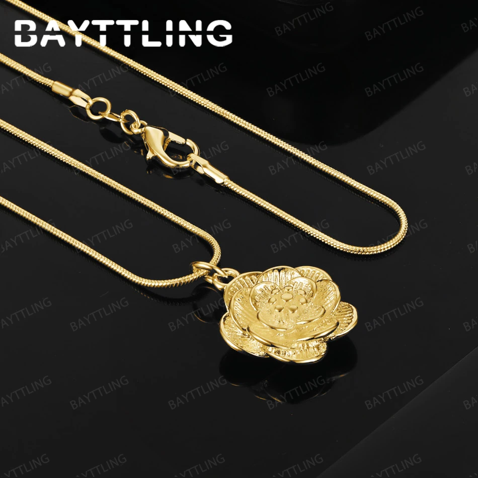 

Стерлингового Серебра 925 пробы, золото 18 карат, 16-30 дюймов, красивая подвеска с цветком розы, ожерелье, женский подарок, аксессуары для свадебной вечеринки