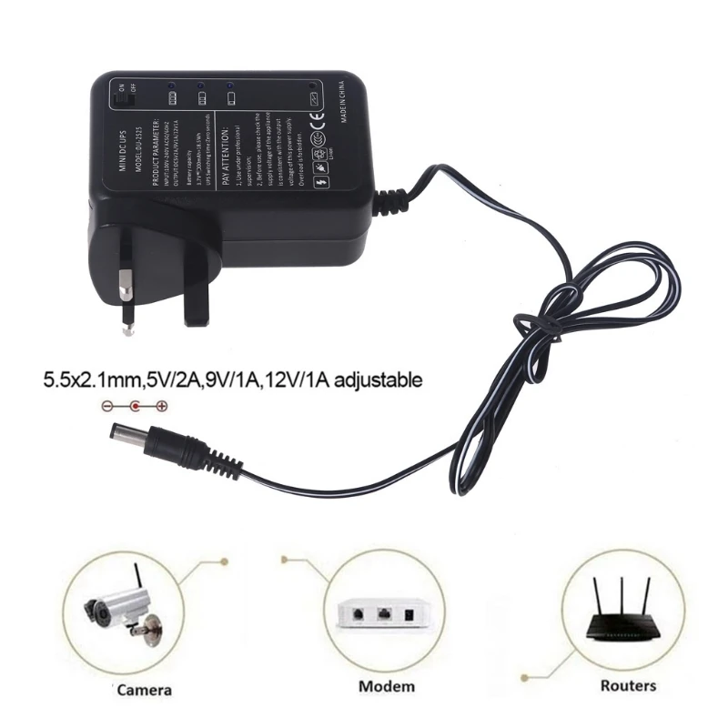 4000mAh 5V 9V 12V UPS Uninterrupted Backup Power Adapter 5.5x2.1mm Output Battery Pack for WiFi Router Modem Drop Shipping