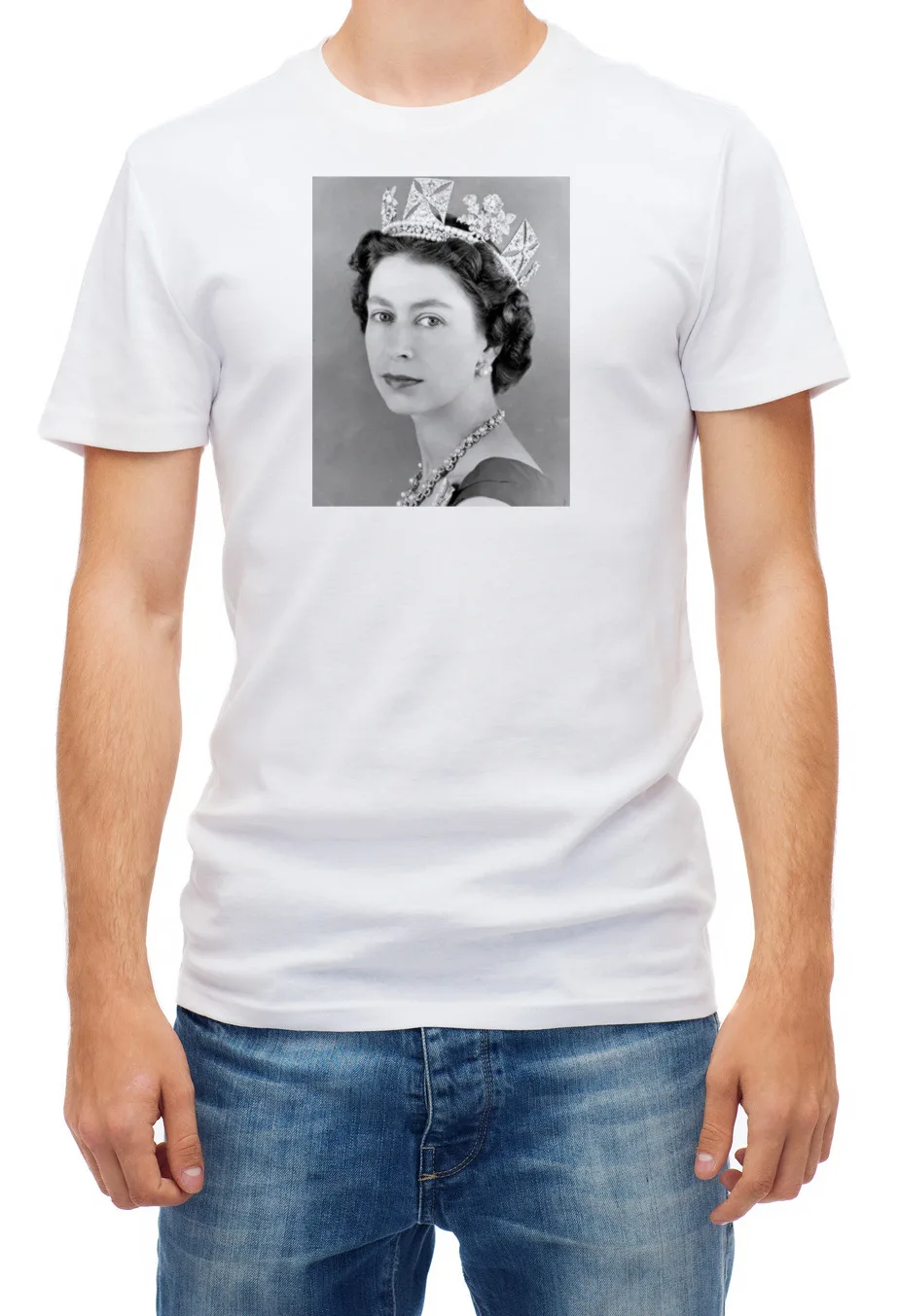 Queen Elizabeth II Black White Photo T Shirt Men k316