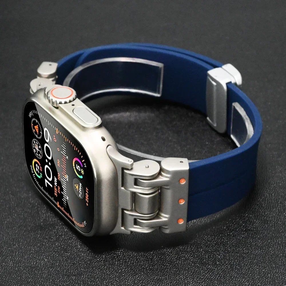 Magnetic Silicone Band for Apple Watch Ultra 2 49mm 9 45mm Loop Bracelet Strap for iWatch Series 10 46mm 7 8 6 5 4 Se 44mm 42mm