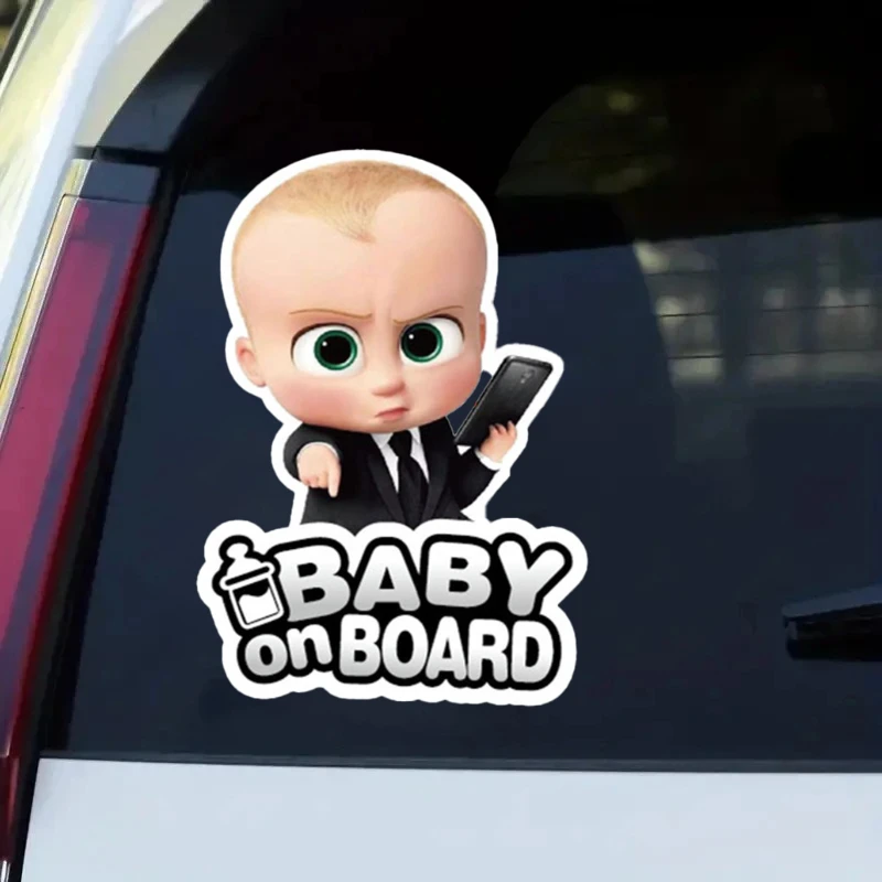 Boss Baby "Baby an Bord" Cartoon-Autoaufkleber, wasserfester Vinyl-Aufkleber für die Dekoration von Autofenstern und Stoßstangen