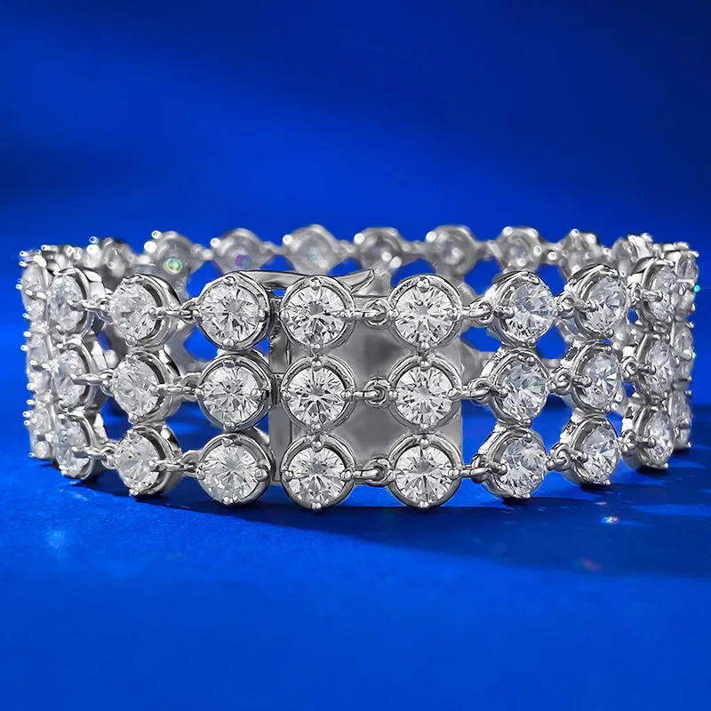 

New European and American Bracelet Women's Brilliant Star River Bubble Full Diamond Advanced Versatile Chain Bracelet