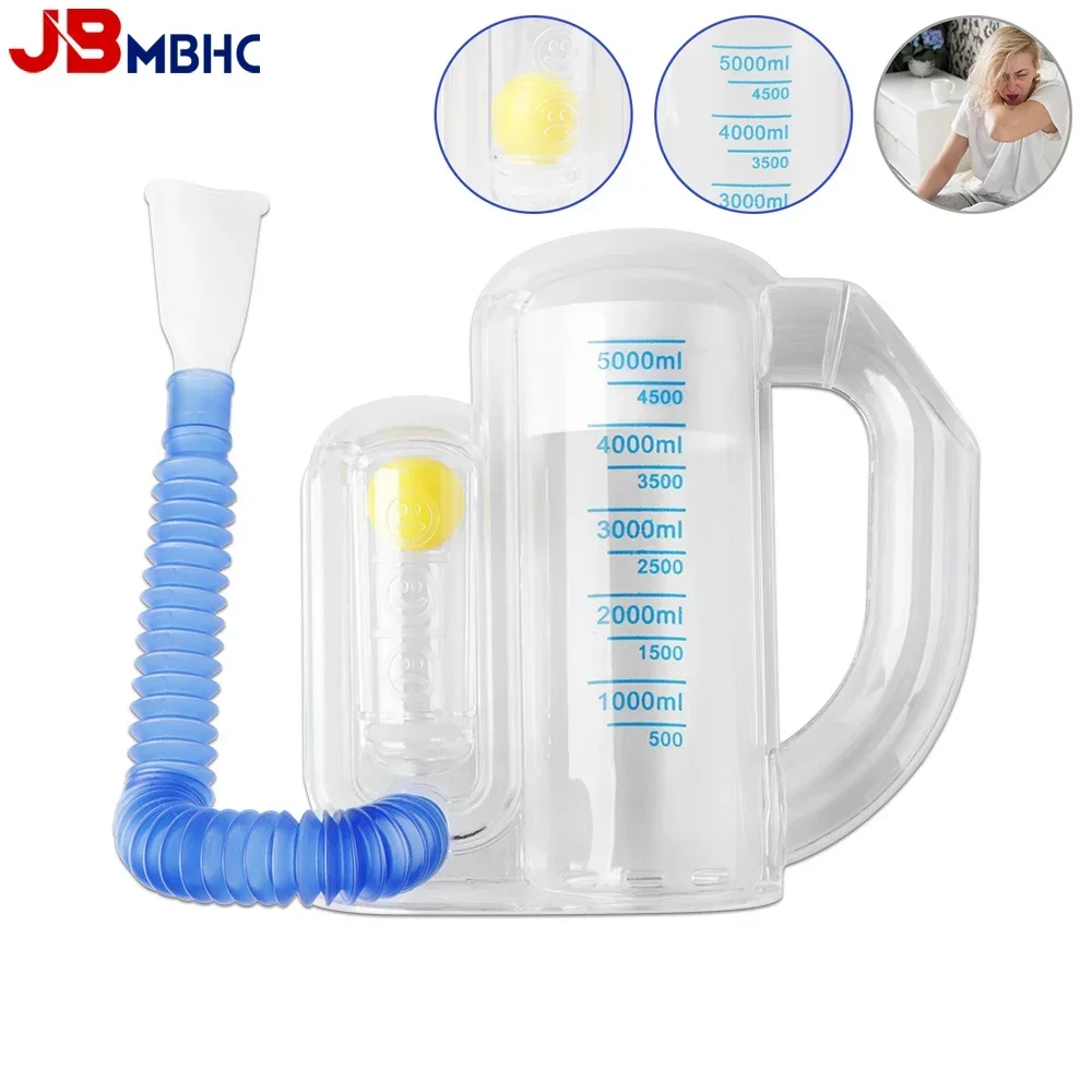 Entrenador de respiración volumétrico de una sola bola, ejercitador pulmonar, espirómetro de incentivos, medición de respiración para entrenamiento de respiración profunda, 5000ml