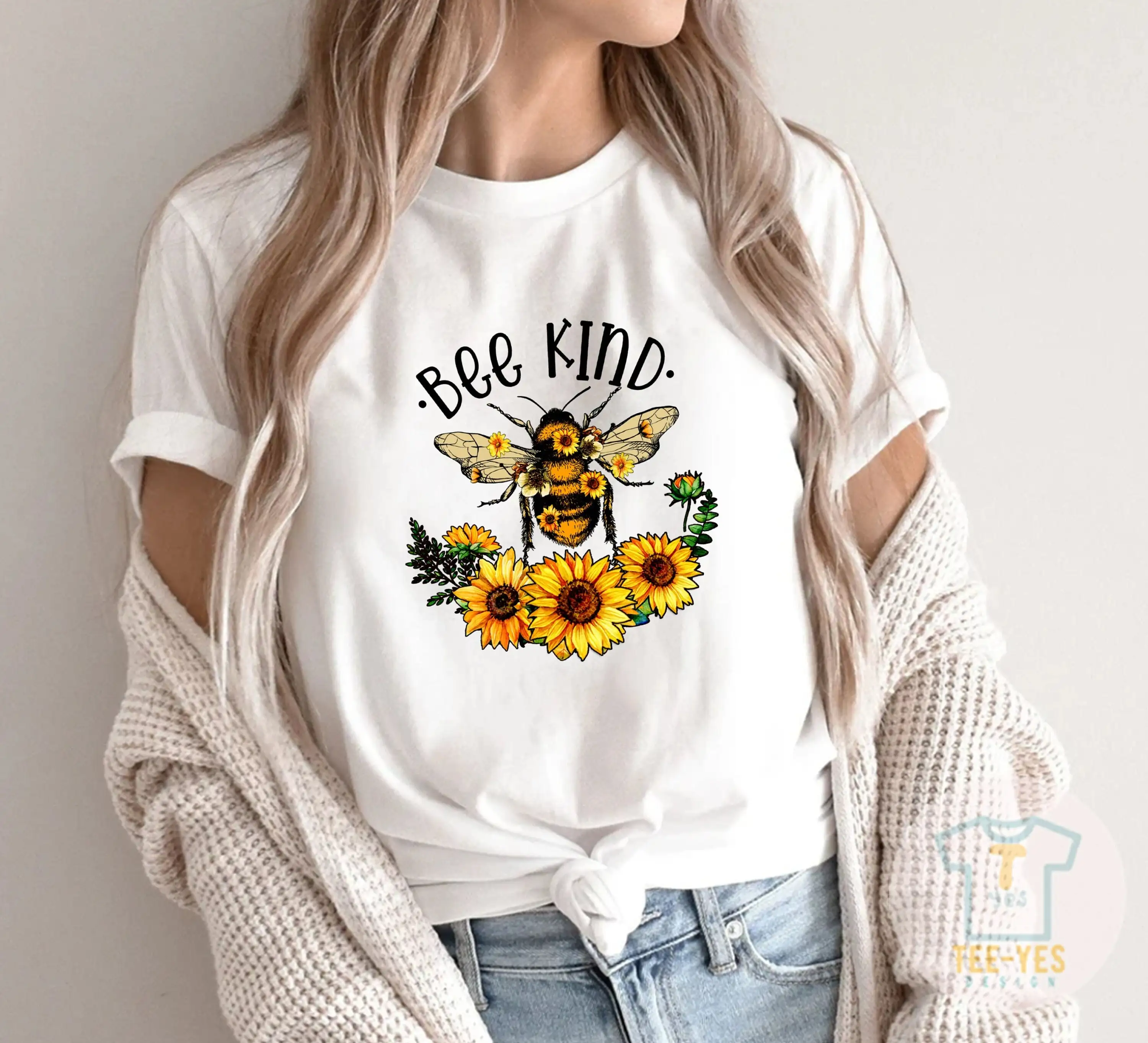 Kind T Shirt Bee Positive Quote Sunflower Inspirational Kindness Motivational Outfits