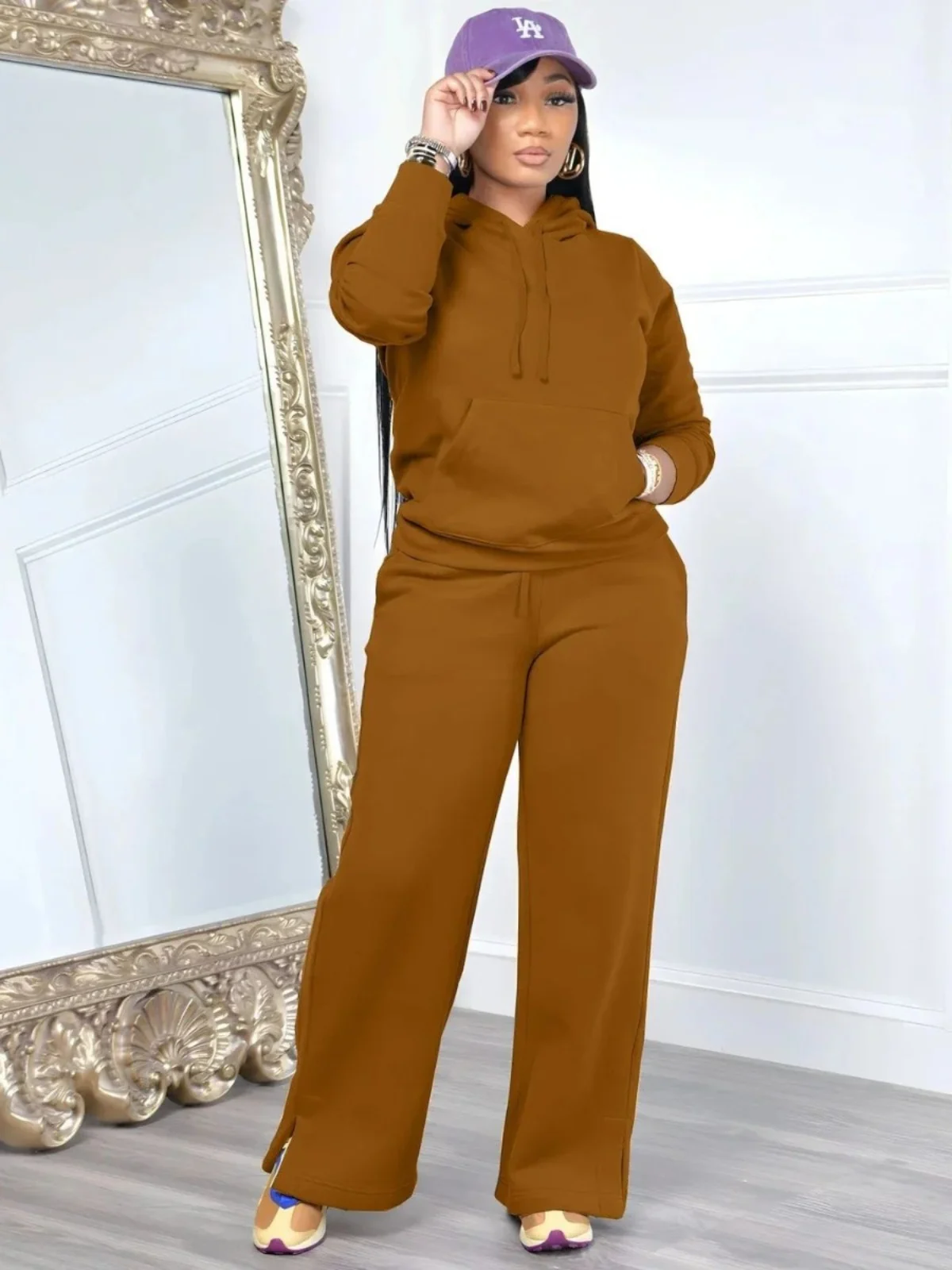 

Women's Casual Hoodie Set Pure Color Long Sve Two-Piece Suit Comfortable Breathable Streetwear Sle Spring Season