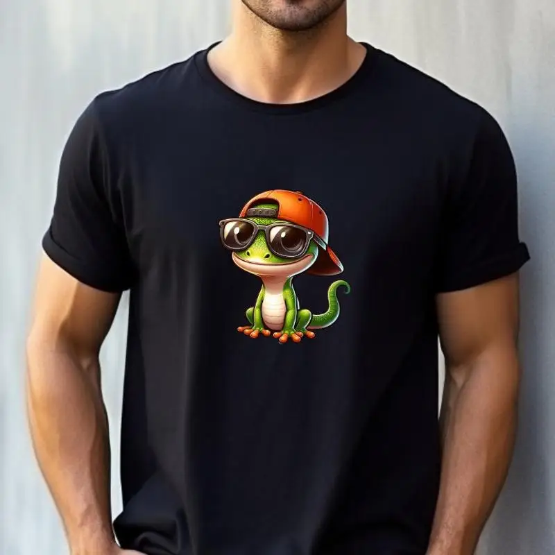 

Футболка Gecko в шляпе и очках. Любитель забавных милых мужчин.