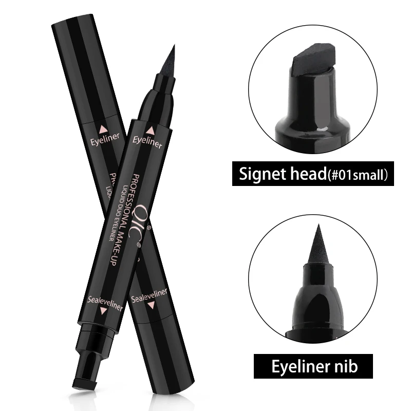 QIC Makeup Eyeliner Stamp Pen Cat Eyes Double-headed Winged Eye Liner Template 2 Sizes Seal Eyeliner Make up Cosmetics Tool Pen