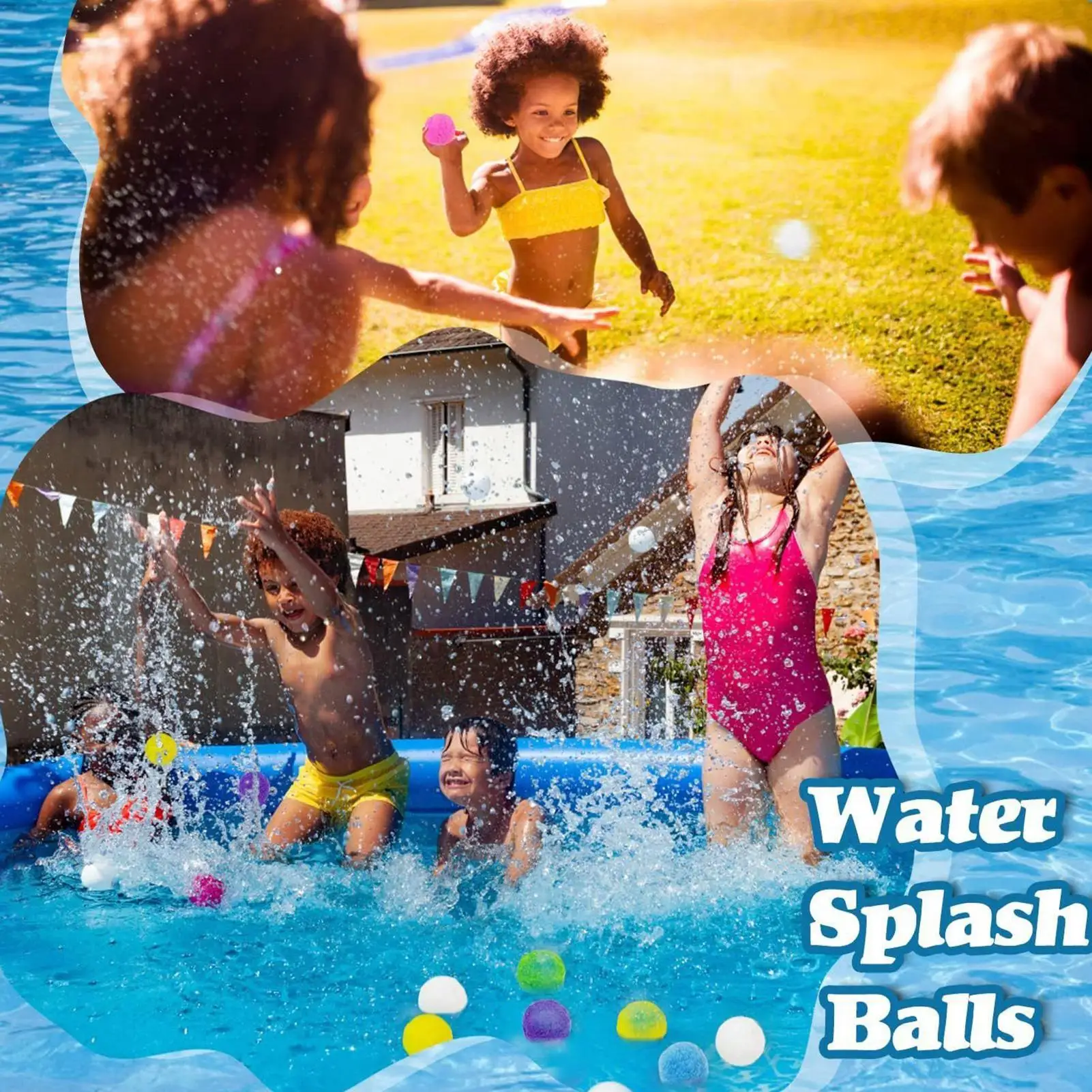 Palloncino d'acqua riutilizzabile 60 pezzi Palla di spugna d'acqua con custodia Morbido giocattoli da spiaggia multicolori per bambini Famiglia di adulti