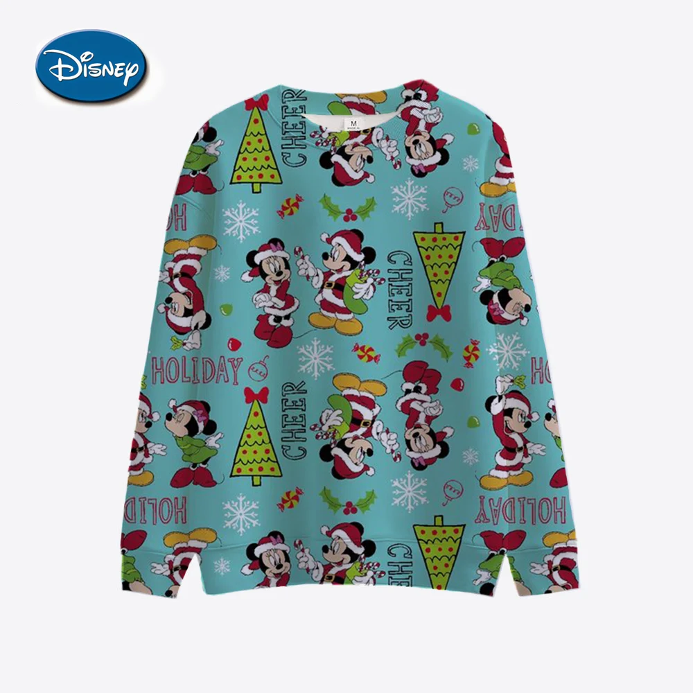 

New Y2K Merry Christmas Disney Mickey and Minnie Fall Harajuku Crew Neck Casual Women's Long Sleeve Sweatshirts Women's Tops