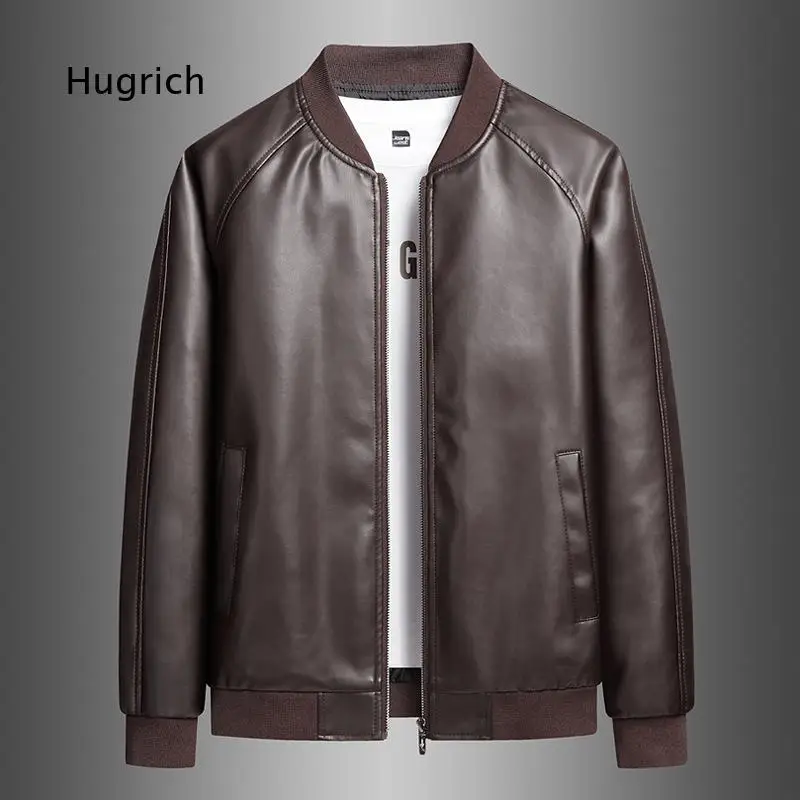 Stand Collar Windproof Warm PU Leather Biker Jacket For Teen And Adult Men Casual Outer Coat For Spring Autumn Cross Border Use