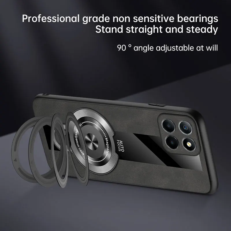 For Honor 400 スマートケース 新型 高級プレーンレザー マグネット式スタンド 耐衝撃カバー For Honor X7d 耐衝撃バンパー ファンダ