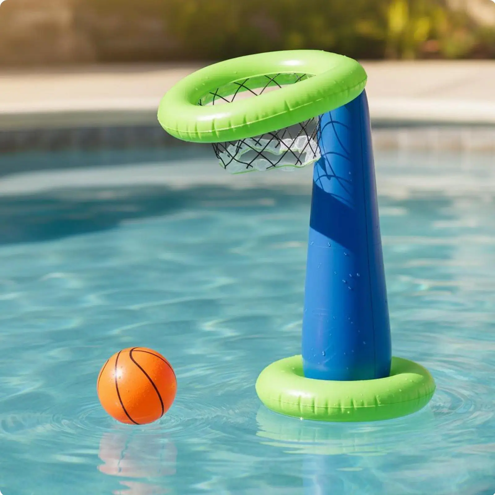 PVC Inflatable Basketball Frame Stable Hoop Stand Toy for Pool Lawn Outdoor Sports Family Play