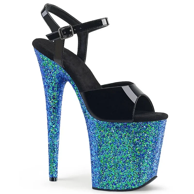20cm Flash Waterproof Platform Black Upper Stiletto/high Heel Pole Dancing Model Catwalk Shoes Women's summer sandals