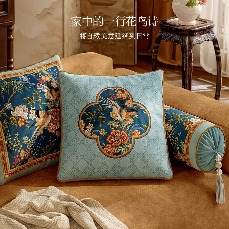 Chinoiserie Pillow Covers 18 X 18 ' Asian Scenic Throw Pillow Cover Vintage Blue White Porcelain Farmhouse Decorative Pillowcas