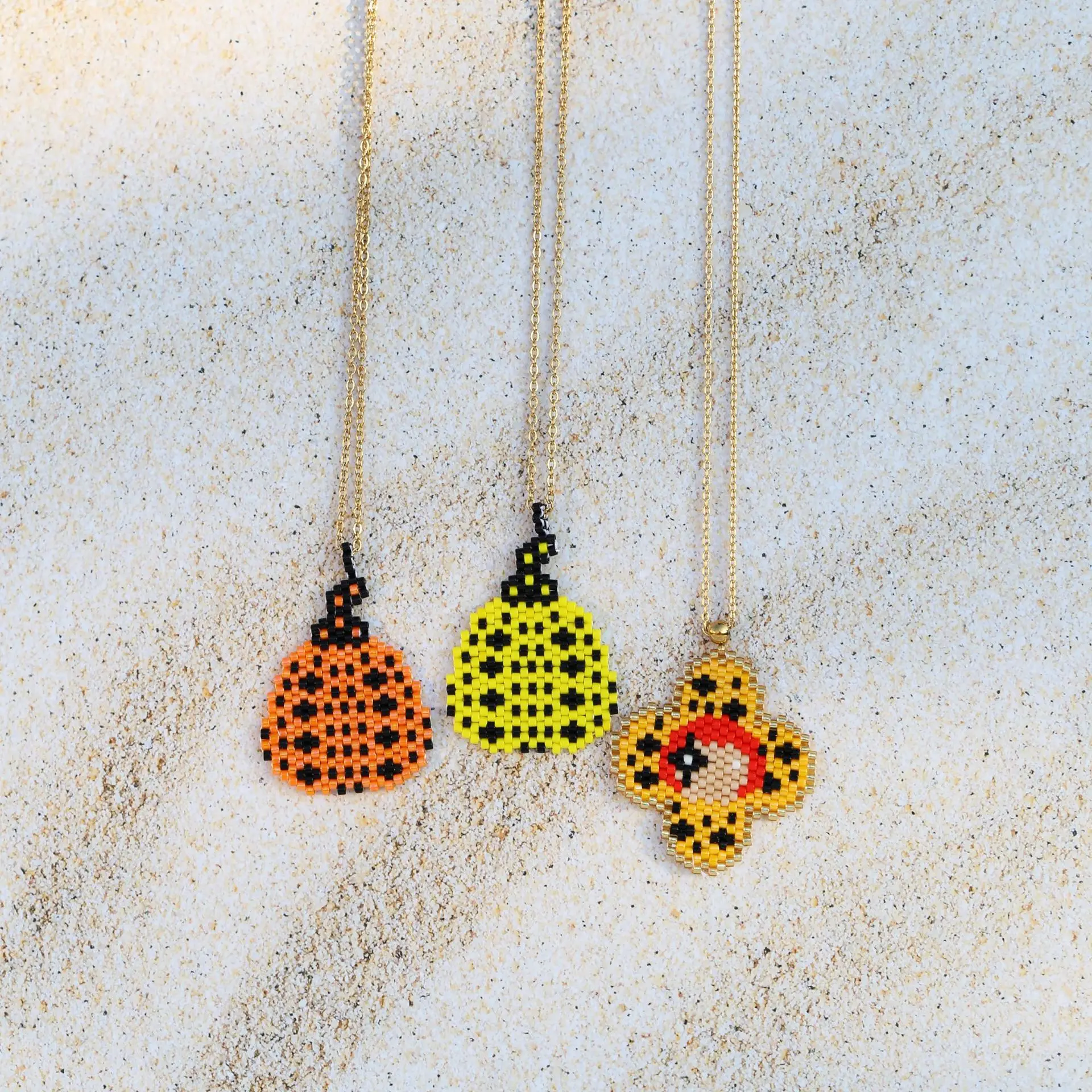 ZGMXR Rice bead necklace All Saints' Day Pumpkin Pendant Hand weaving Colorful Bohemia Adjustable Fashion Woman Beaded necklace