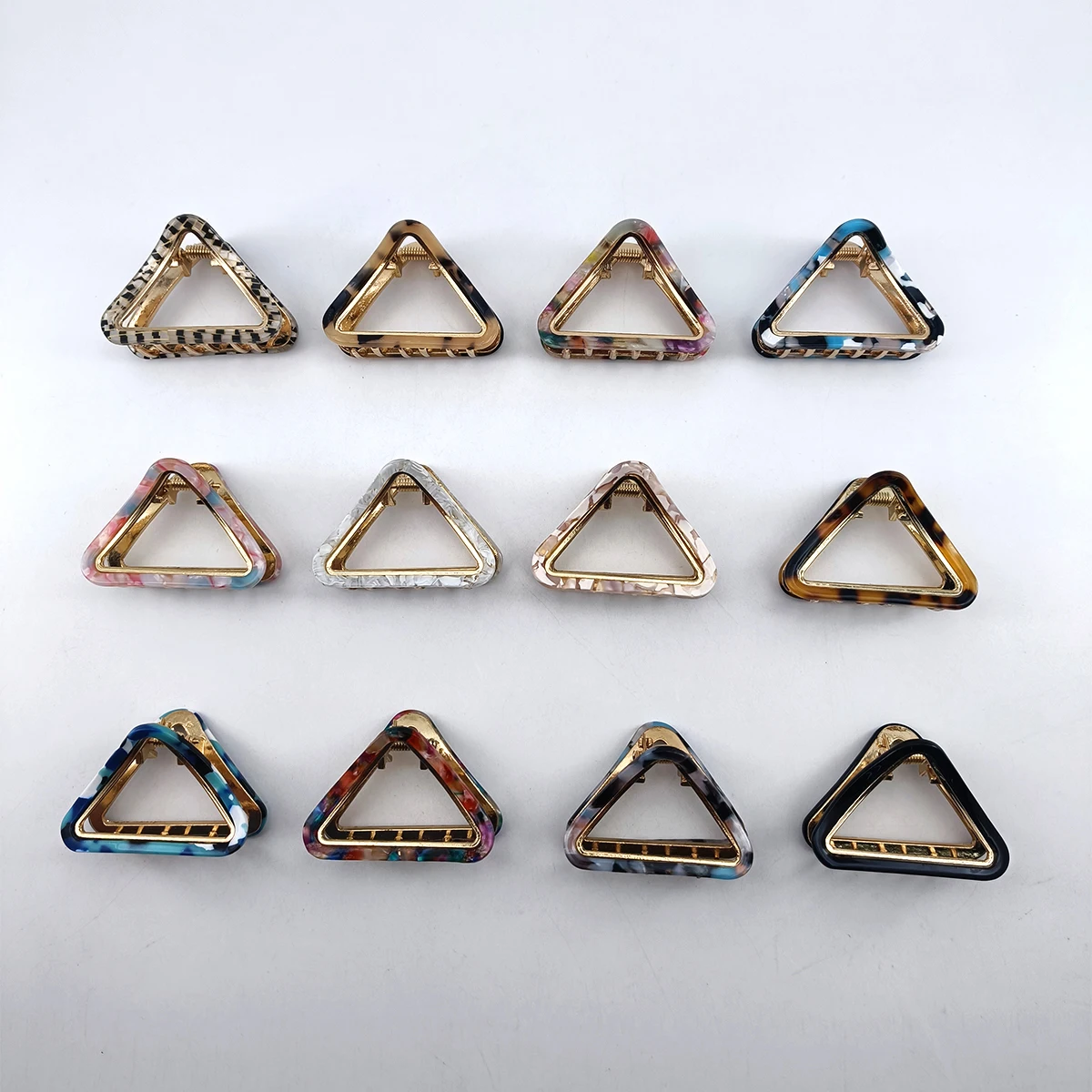 5.8cm Korean style alloy triangle clip with acetic acid minimalist hollow design hair clip and accessory