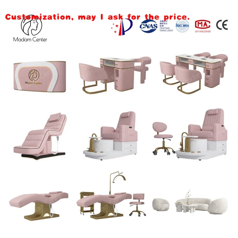 

custom.Madamcenter Full Set Salon Furniture Package One Stop Solution Barber Beauty Lash Spa Bed Salon Manicure & Pedicure Chair
